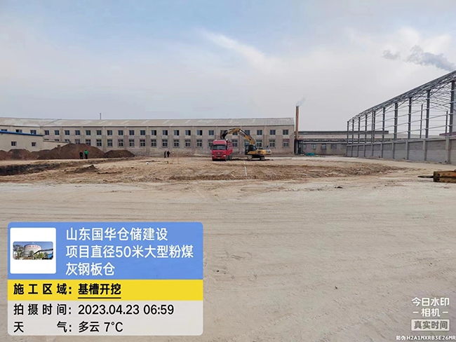 宁夏大型粉煤灰钢板仓直径50米项目进场